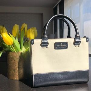 Kate Spade Black & White Leather Satchel Crossbody